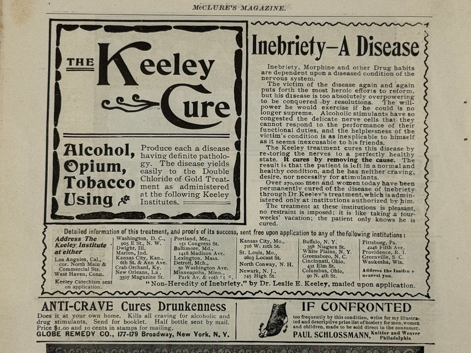 1898 Keeley Cure Advertisement — McClure’s Magazine