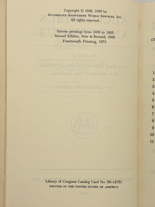Alcoholics Anonymous Second Edition Big Book 14th Printing - ODJ