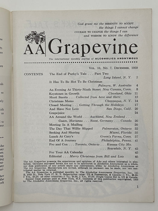 AA Grapevine from December 1959