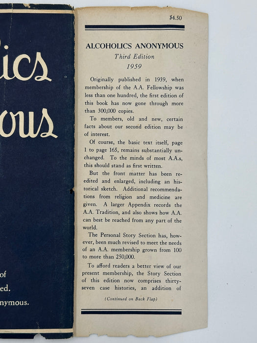 Alcoholics Anonymous Second Edition 3rd Printing from 1959 with ODJ