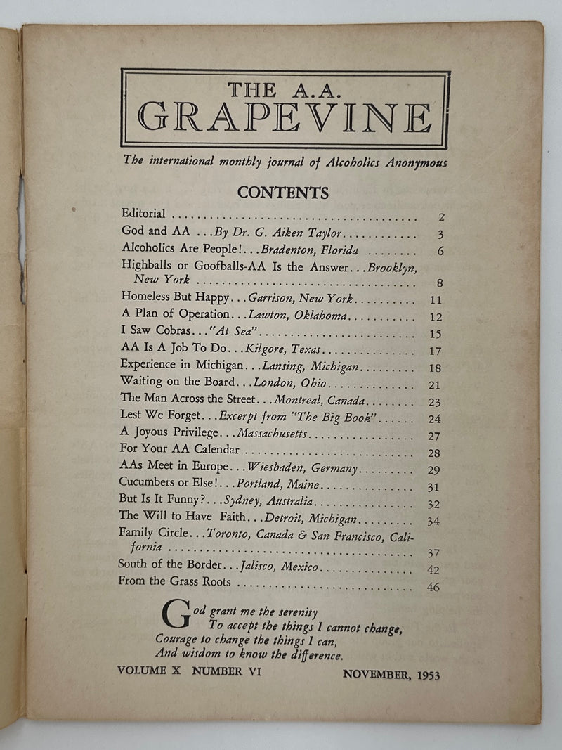 AA Grapevine from November 1953 - God and AA