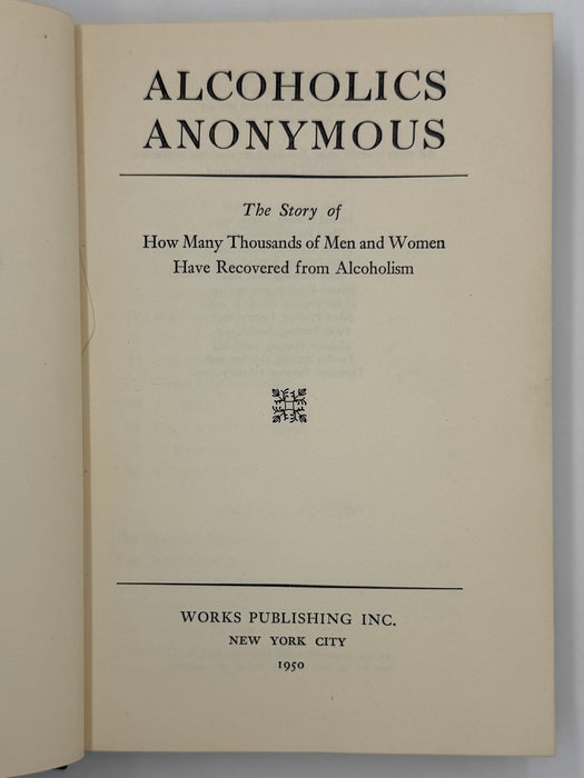 Alcoholics Anonymous — First Edition, Thirteenth Printing (February 1950) With Original Dust Jacket