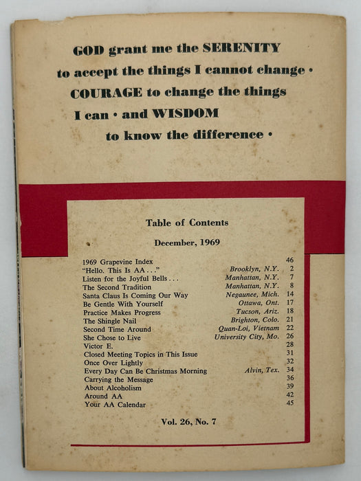 AA Grapevine from December 1969 - Merry Christmas To All