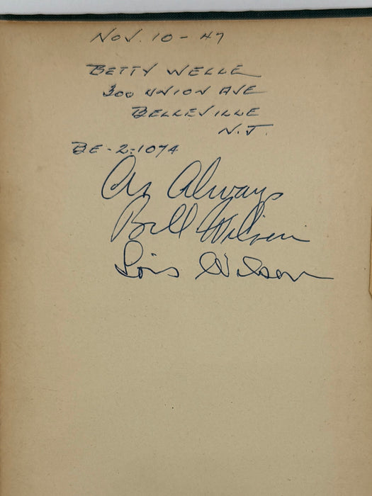 Signed by Bill & Lois Wilson - Alcoholics Anonymous First Edition Big Book 11th Printing