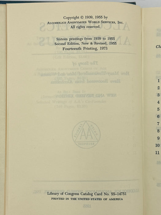 Alcoholics Anonymous Second Edition Big Book 14th Printing from 1973 - ODJ