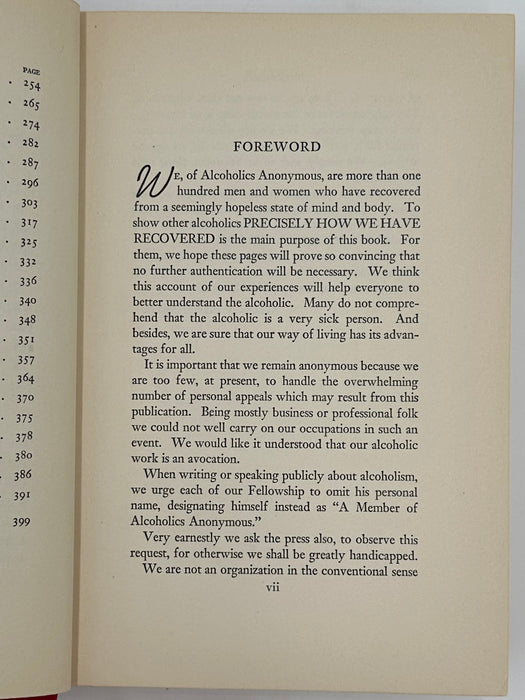 Alcoholics Anonymous First Edition First Printing from 1939 with the Original Dust Jacket Recovery Collectibles