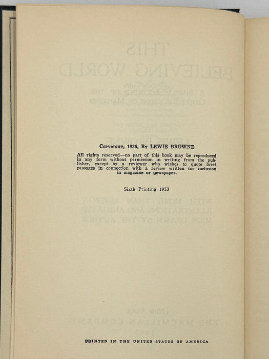 This Believing World by Lewis Browne - 6th Printing from 1953 - ODJ Recovery Collectibles