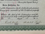 Original Works Publishing Stock Certificate - The Alcoholic Foundation (Copy) West Coast Collection