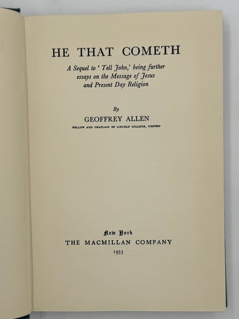 He That Cometh by Geoffrey Allen from 1933 - ODJ