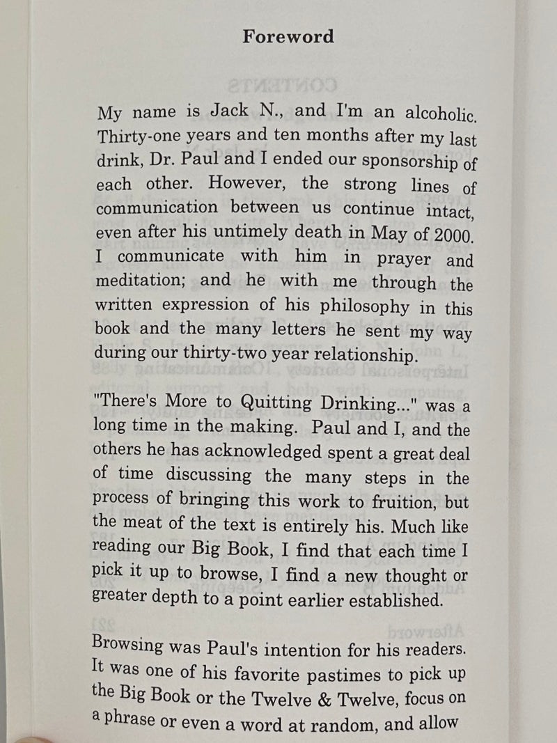 There’s More to Quitting Drinking than Quitting Drinking by Dr. Paul O. - 2001