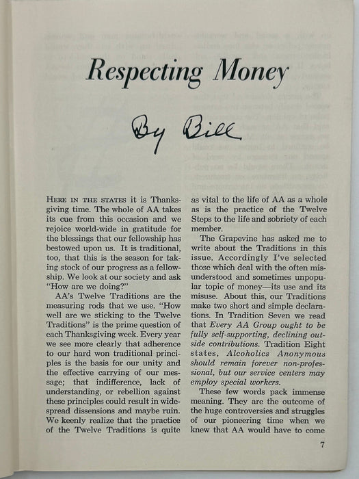 AA Grapevine from November 1957 - Traditions Month Recovery Collectibles