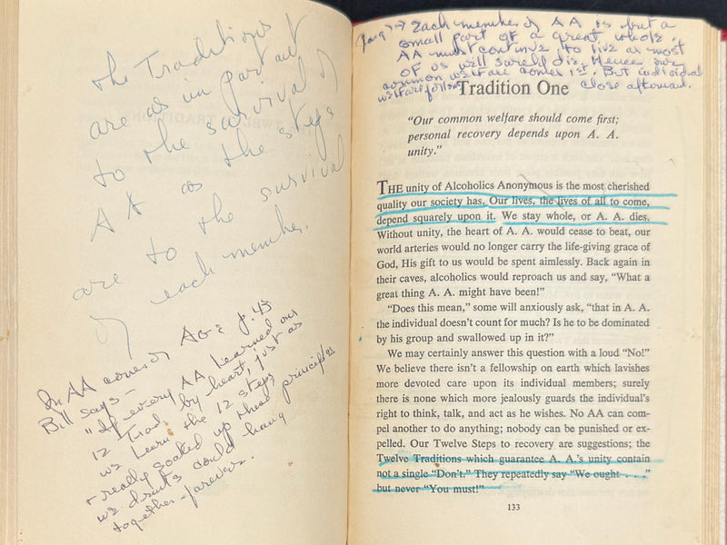 Twelve Steps and Twelve Traditions — First Edition, First Printing (1953) — Inscribed by Bill W. — Custom Bound