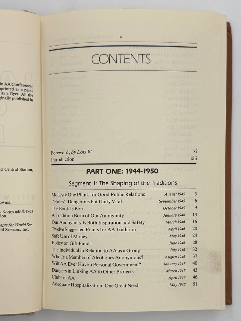 The Language of the Heart: Bill W.’s Grapevine Writings - First printing from 1988 - ODJ