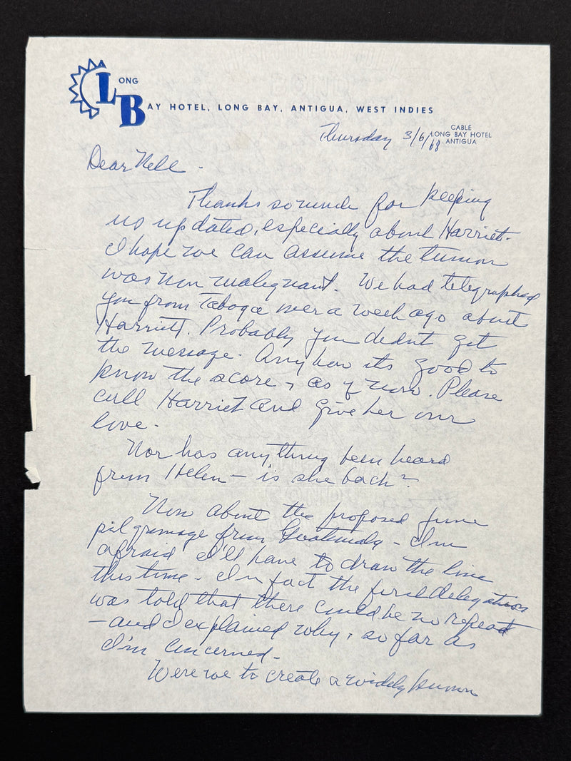 Bill W. Handwritten Letter to Nell Wing — March 6, 1968 — G.S.O. Visitors and the Demands of A.A. Leadership