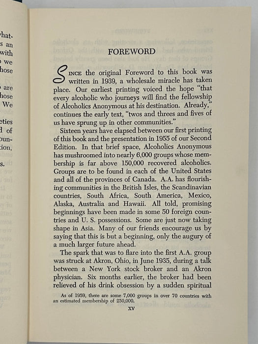 Alcoholics Anonymous Second Edition 3rd Printing from 1959 with ODJ