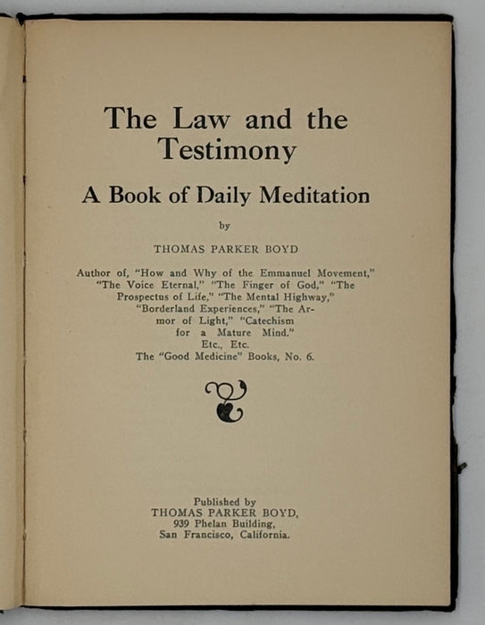 Three Early Works by Thomas Parker Boyd — The Emmanuel Movement & New Thought Tradition
