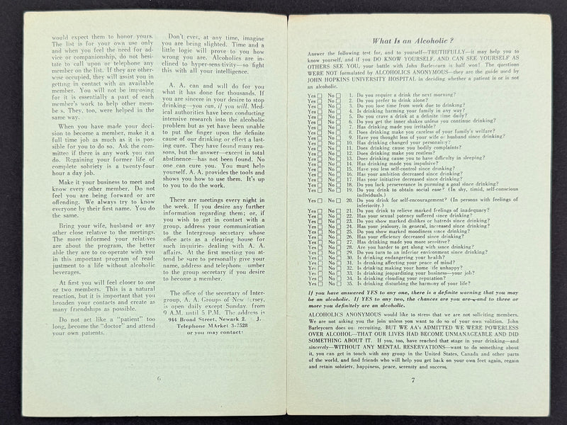 A.A. At Last — Early New Jersey Alcoholics Anonymous Pamphlet