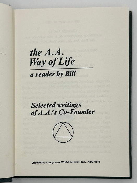 The AA Way of Life: As Bill Sees It - 6th Printing from 1975