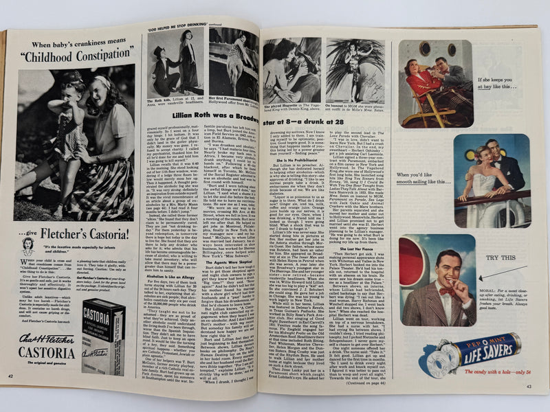 LOOK Magazine — June 10, 1947  Featuring “God Helped Me Stop Drinking: The Touching Story of Lillian Roth” by Patricia Coffin