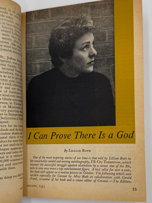 Coronet August 1955 - I Can Prove There Is A God by Lillian Roth