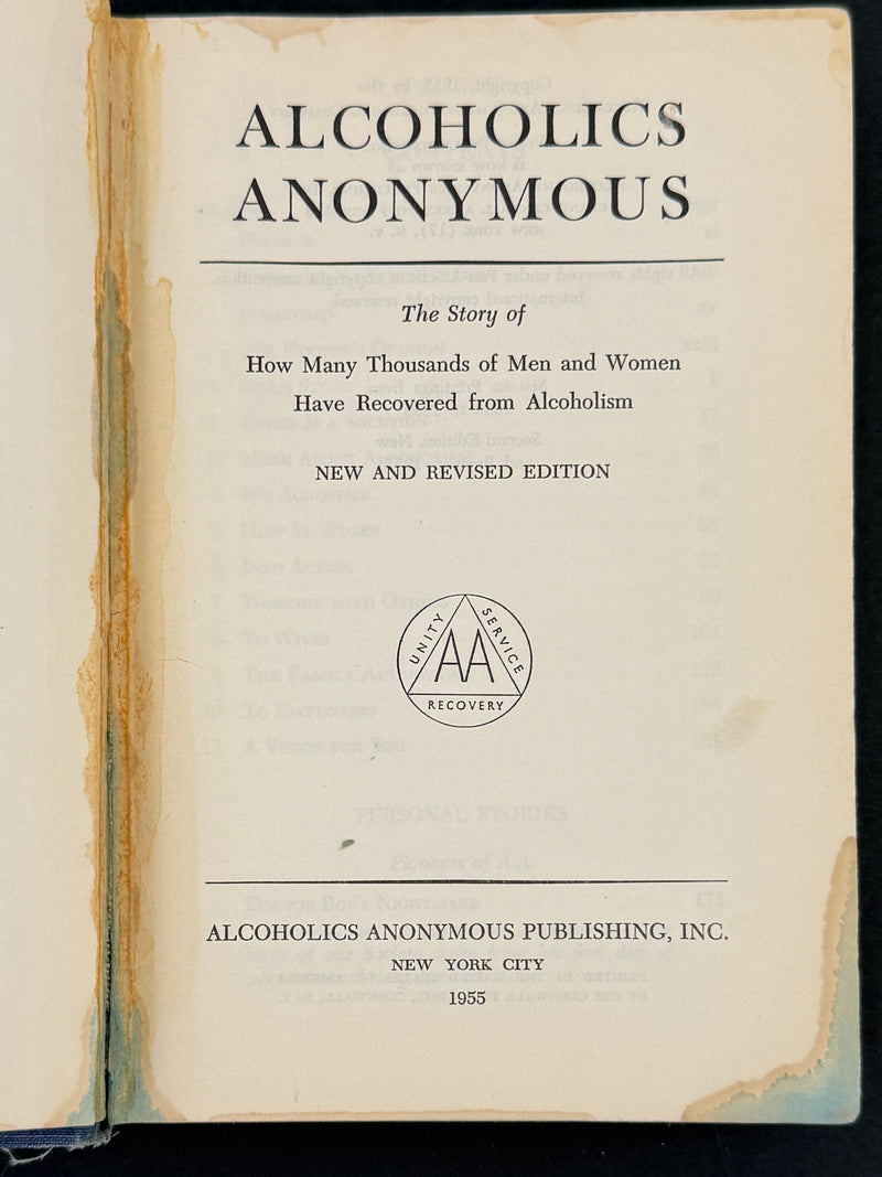 Alcoholics Anonymous Big Book — Second Edition First Printing 1955 — Inscribed by Bill W. to Sacramento Group #3 — Jim Masterson Provenance