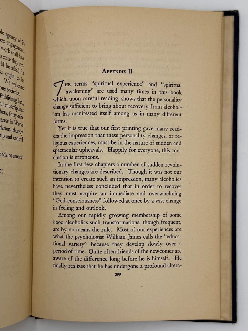 Alcoholics Anonymous First Edition 4th Printing Big Book 1943 - Blue - RDJ