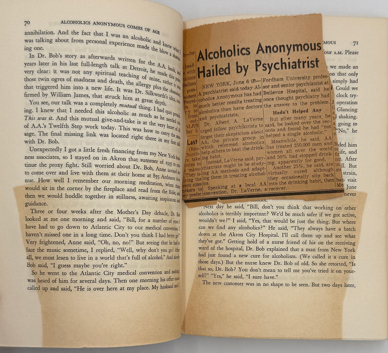 Signed by Bill Wilson - Alcoholics Anonymous Comes Of Age - First Printing from 1957
