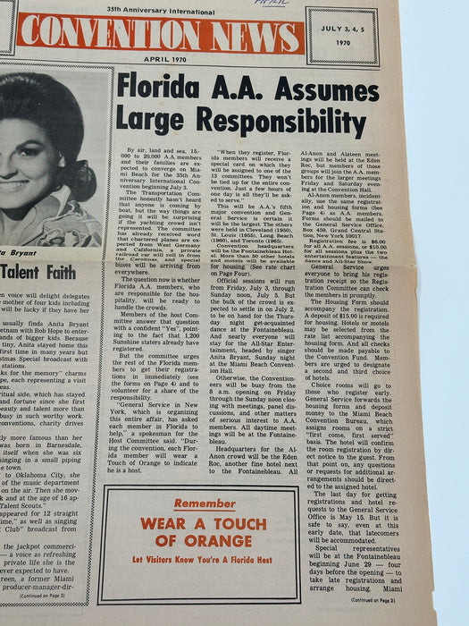 35th Anniversary International - AA Convention News - April 1970