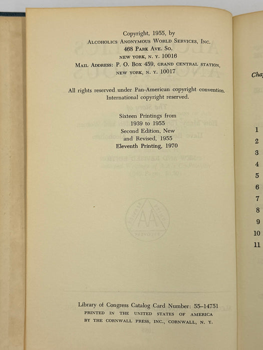Alcoholics Anonymous Second Edition Big Book 11th Printing - RDJ
