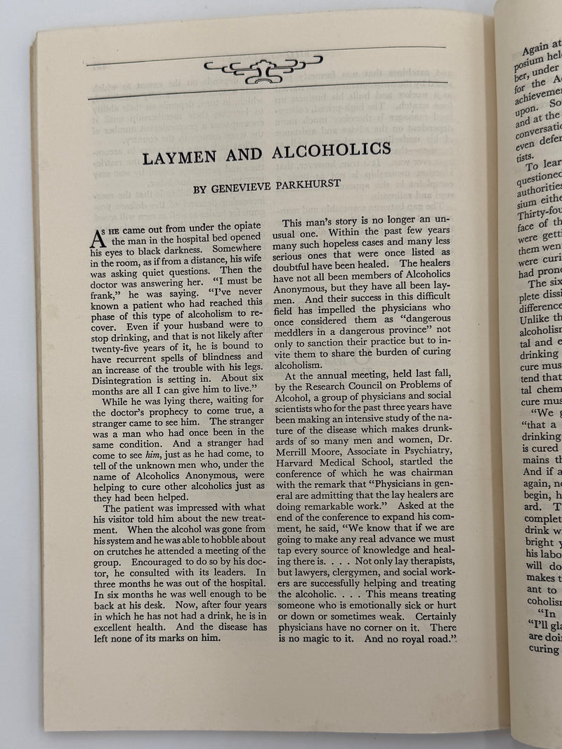 Harper’s Magazine — September 1941 Featuring “Laymen and Alcoholics” by Genevieve Parkhurst