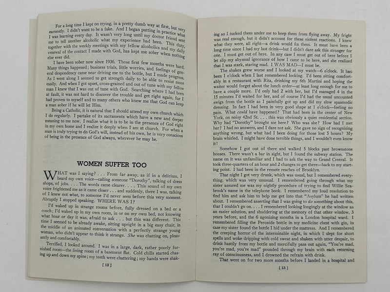 Alcoholics Anonymous Rare 1943 Promo Pamphlet Alcoholic Foundation