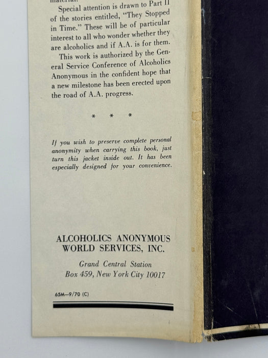 Alcoholics Anonymous Second Edition Big Book 11th Printing with ODJ