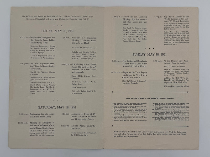 1951 A.A. Tri-State Conference — Denver, Colorado — Bill W. Featured Speaker