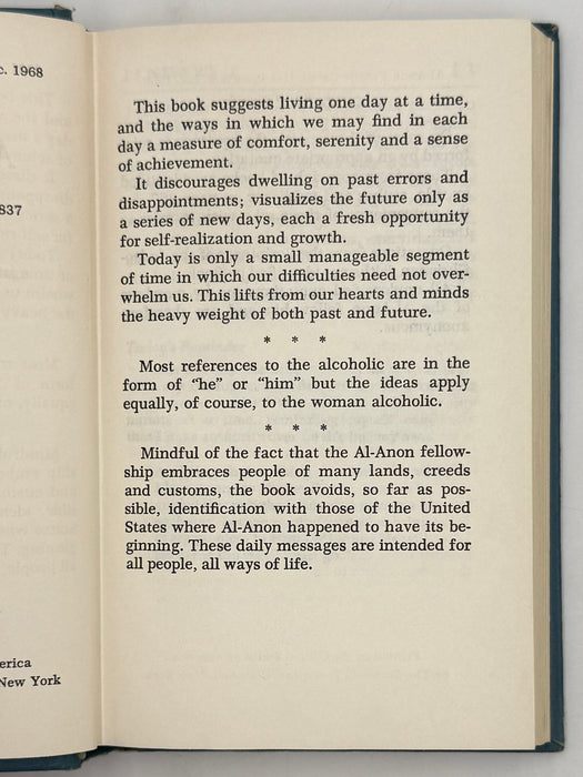 One Day At A Time In Al-Anon - First Printing from 1968