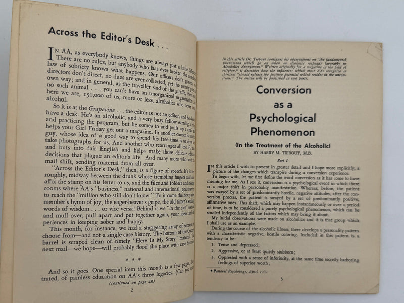 AA Grapevine from March 1954 - Conversion As A Psychological Phenomenon Recovery Collectibles