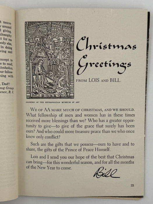 AA Grapevine from December 1956 - Christmas Greetings from Lois and Bill