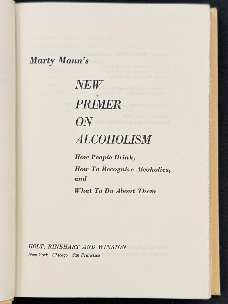 Marty Mann’s New Primer on Alcoholism — Signed by Marty Mann