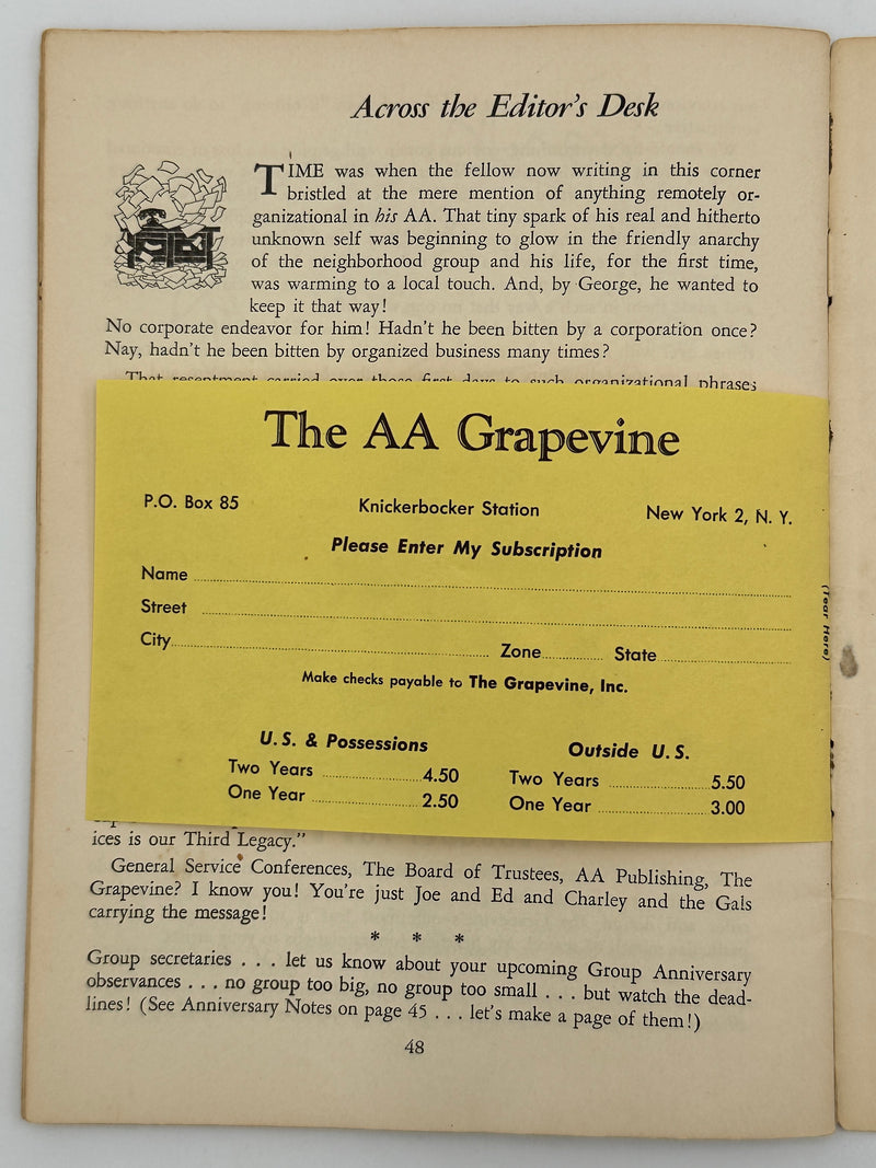 AA Grapevine from May 1955 Recovery Collectibles