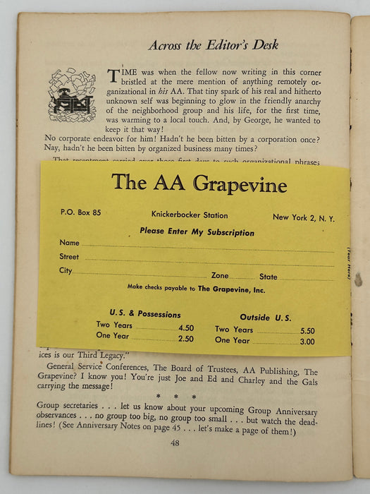 AA Grapevine from May 1955 Recovery Collectibles
