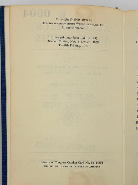 Alcoholics Anonymous Second Edition 12th Printing from 1971 - ODJ