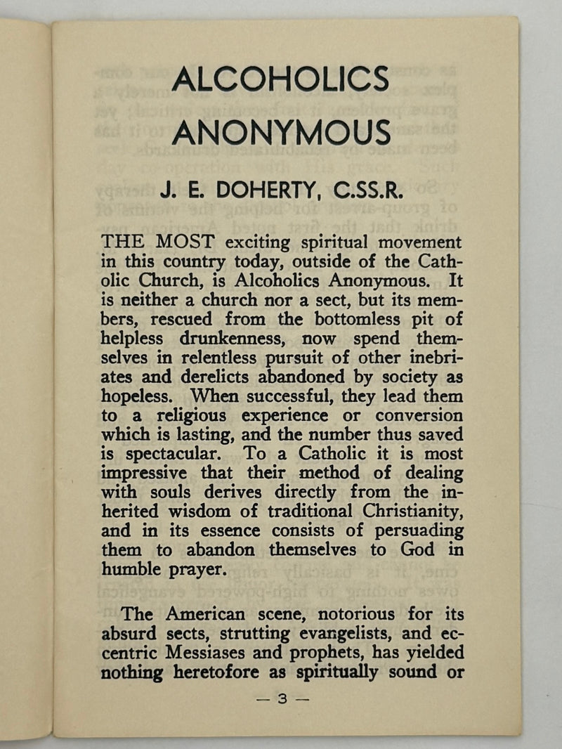 Alcoholics Anonymous by J.E. Doherty - 1964