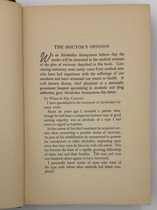 Alcoholics Anonymous First Edition 4th Printing Big Book 1943 - Blue - RDJ