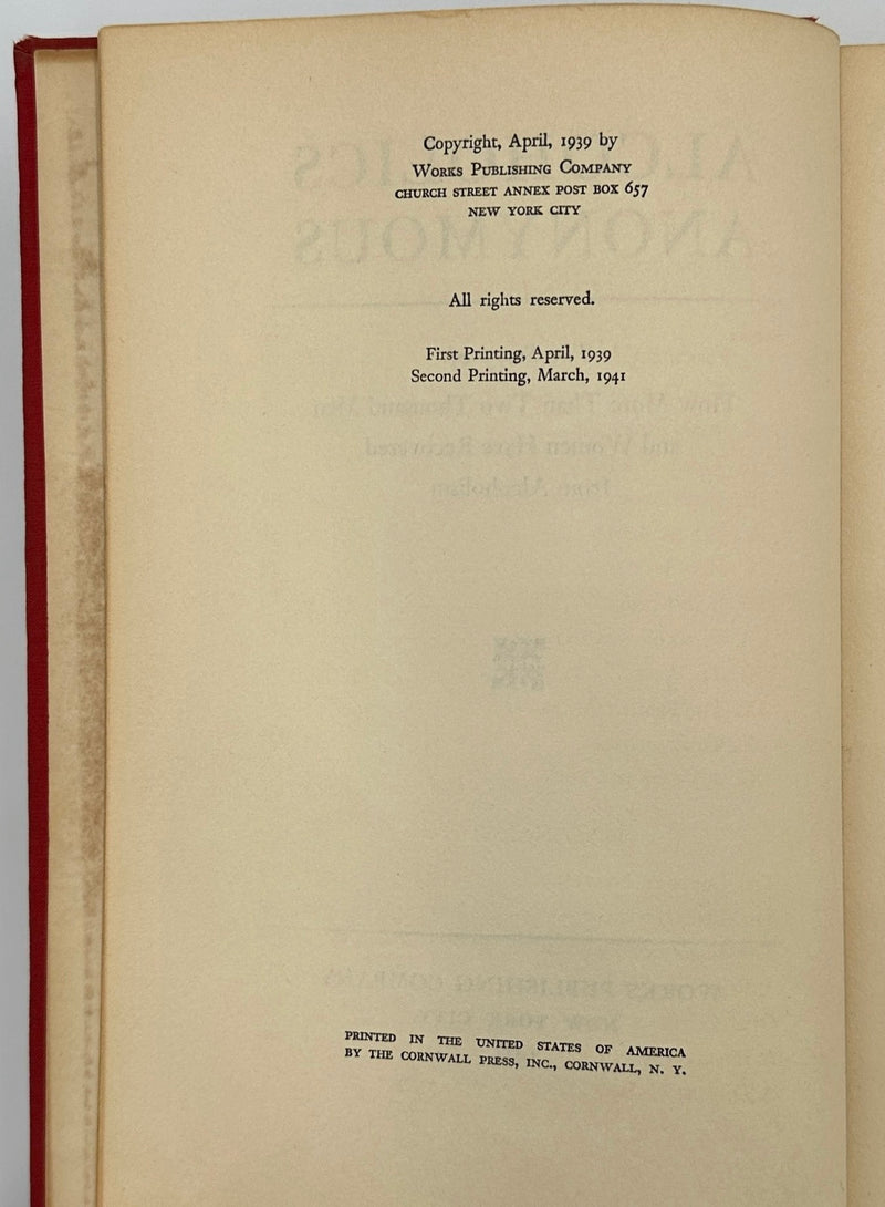 Alcoholics Anonymous — First Edition, Second Printing (March 1941) - Extremely Rare Red Cloth Variant With Original Dust Jacket