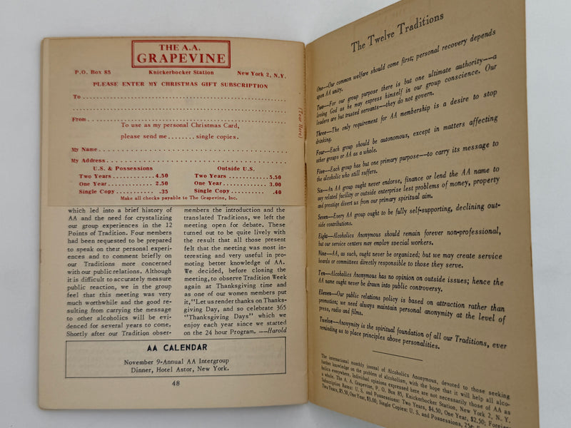 AA Grapevine from November 1950