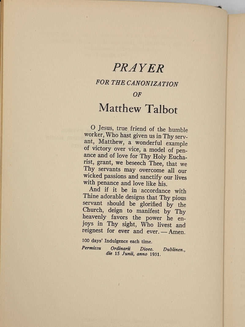 Matt Talbot by Eddie Doherty — First Printing from 1953 - ODJ