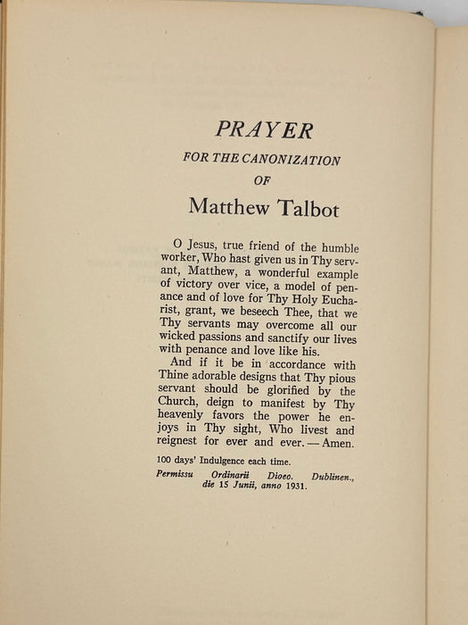 Matt Talbot by Eddie Doherty — First Printing from 1953 - ODJ