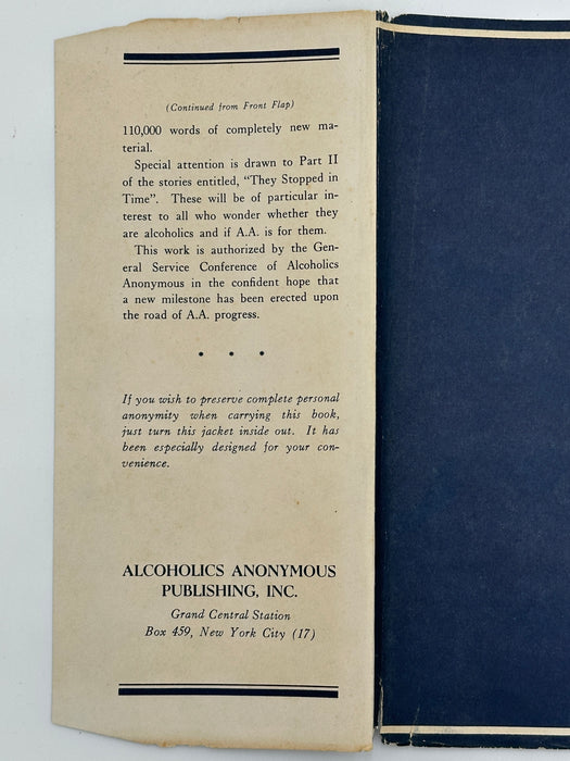 Alcoholics Anonymous Second Edition 3rd Printing from 1959 with ODJ