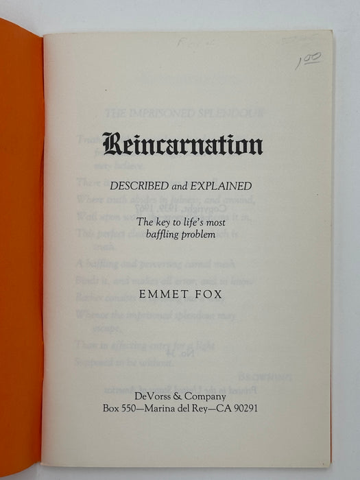 Reincarnation by Emmet Fox