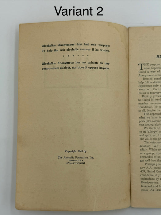 Alcoholics Anonymous 1943–1944 Early Pamphlet — Complete Set of Six Variants