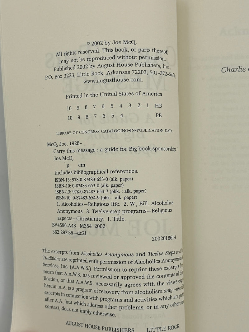 Carry This Message by Joe McQ. - 4th Printing